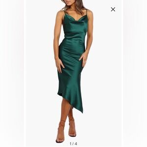 NWOT- Petal & Pup Cyprus Satin Slipdress, Emerald Green, size 14
